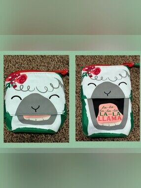 Thirty-One Hide & Peek Pouch with Zip Top Holiday Llama New in Packaging
